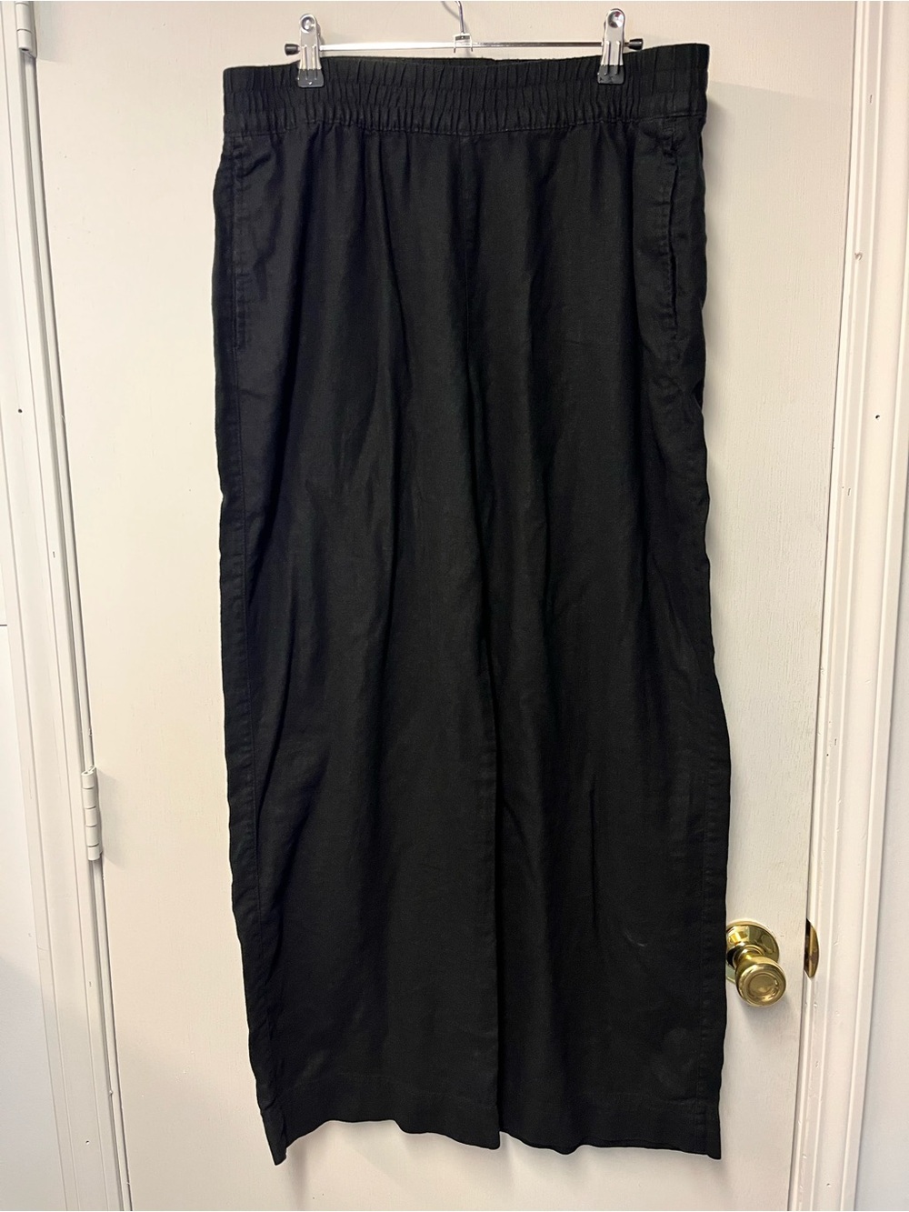 Old Navy Black Linen Blend Wide Leg Pants Size L High Rise